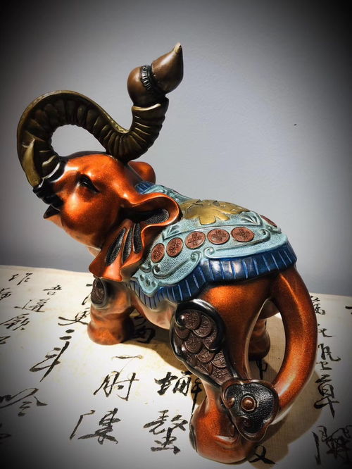 福禄金象铜雕工艺品摆件